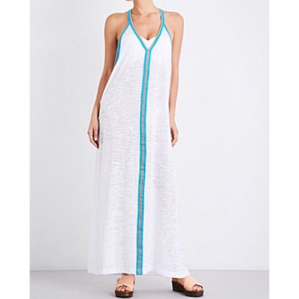 🧿Pitusa white maxi, NWOT, cover up dress, size P.
